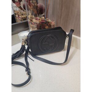 Gucci Mini Soho Disco Black Leather 100% Authentic Crossbody Purse Shoulder Bag